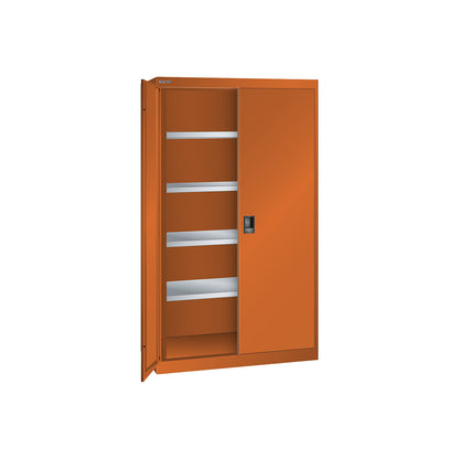 ESD heavy-duty cupboard, h 1950 mm, 4 shelves, WxD 1100 x 641 mm, orange.