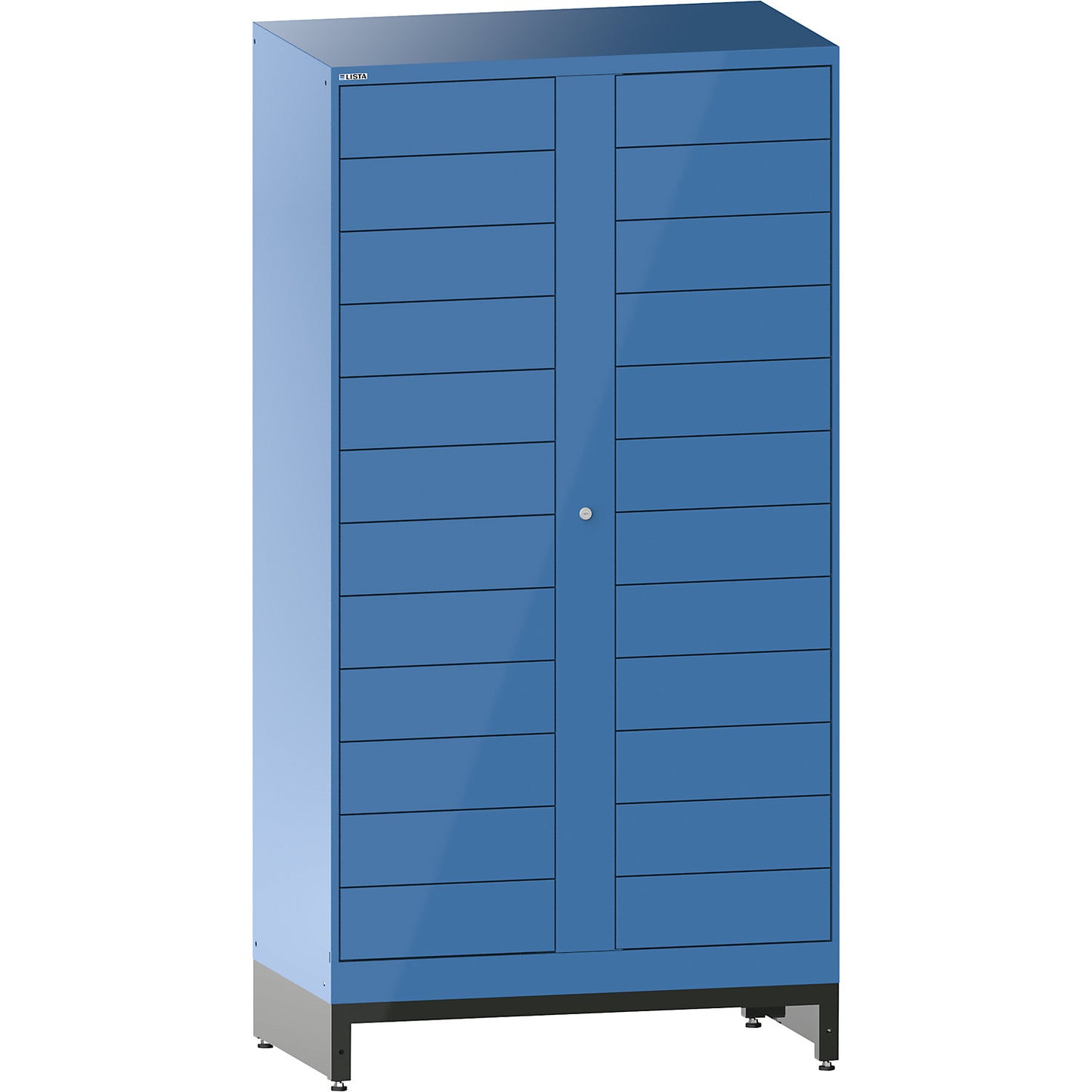 E-Multicabinet compartment locker, extension module, HxWxD 1970 x 1000 x 580 mm, 2 x 12 compartments, light blue.