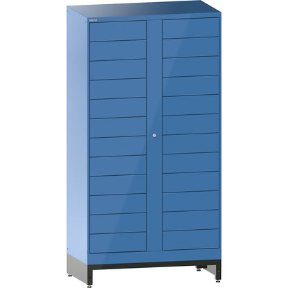 E-Multicabinet compartment locker, extension module, HxWxD 1970 x 1000 x 580 mm, 2 x 12 compartments, light blue.