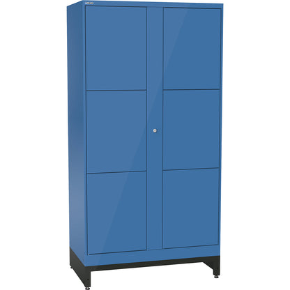 E-Multicabinet compartment locker, extension module, HxWxD 1970 x 1000 x 580 mm, 2 x 3 compartments, light blue.