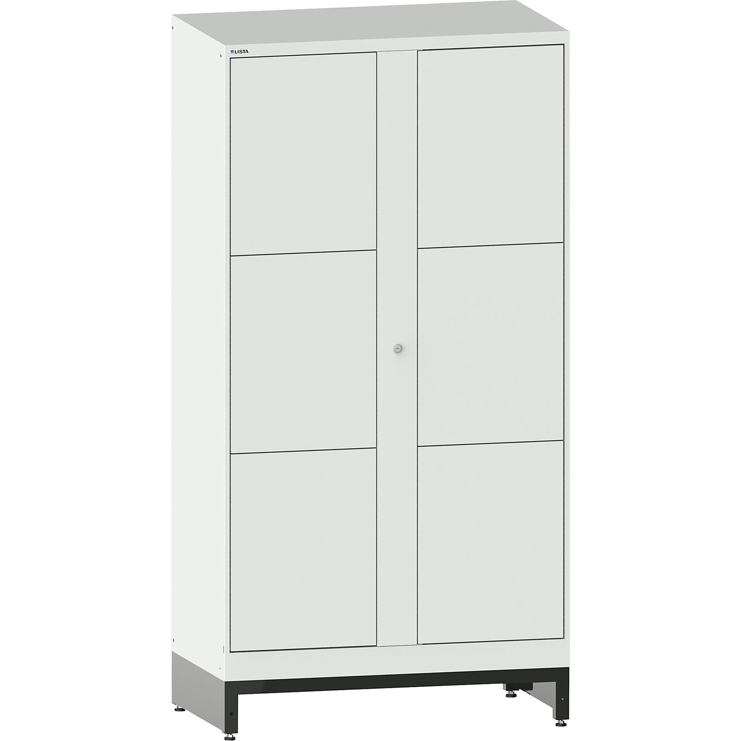 E-Multicabinet compartment locker, extension module, HxWxD 1970 x 1000 x 580 mm, 2 x 3 compartments, light grey.
