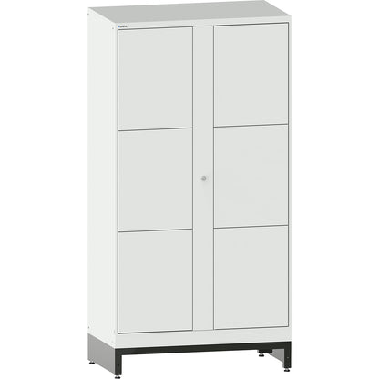 E-Multicabinet compartment locker, extension module, HxWxD 1970 x 1000 x 580 mm, 2 x 3 compartments, light grey.