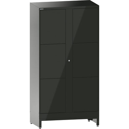 E-Multicabinet compartment locker, extension module, HxWxD 1970 x 1000 x 580 mm, 2 x 3 compartments, black.