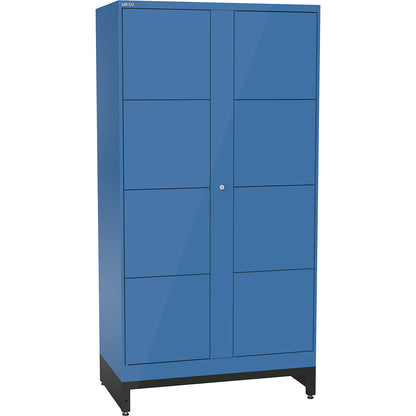 E-Multicabinet compartment locker, extension module, HxWxD 1970 x 1000 x 580 mm, 2 x 4 compartments, light blue.
