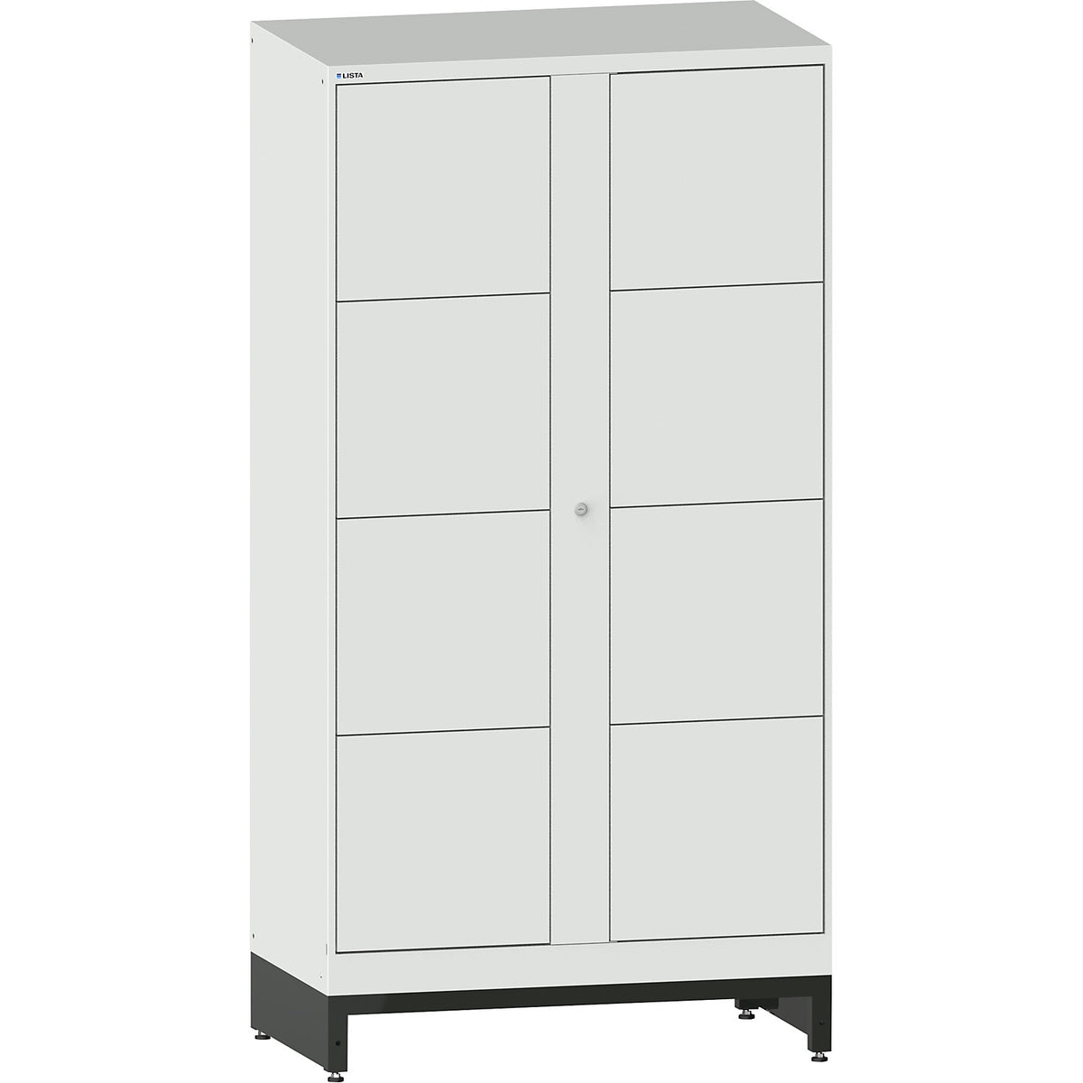 E-Multicabinet compartment locker, extension module, HxWxD 1970 x 1000 x 580 mm, 2 x 4 compartments, light grey.