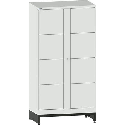 E-Multicabinet compartment locker, extension module, HxWxD 1970 x 1000 x 580 mm, 2 x 4 compartments, light grey.