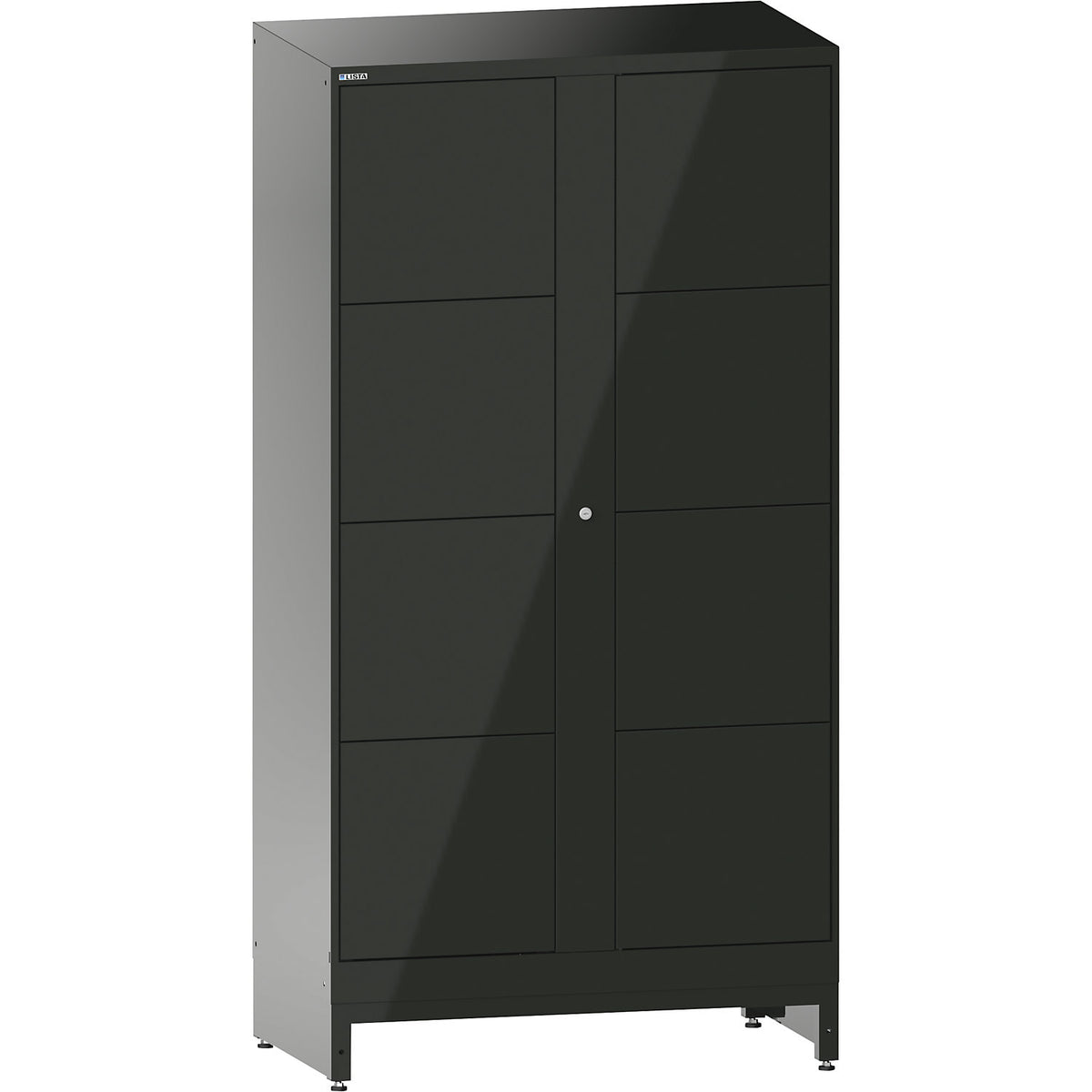 E-Multicabinet compartment locker, extension module, HxWxD 1970 x 1000 x 580 mm, 2 x 4 compartments, black.
