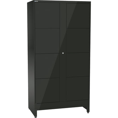 E-Multicabinet compartment locker, extension module, HxWxD 1970 x 1000 x 580 mm, 2 x 4 compartments, black.