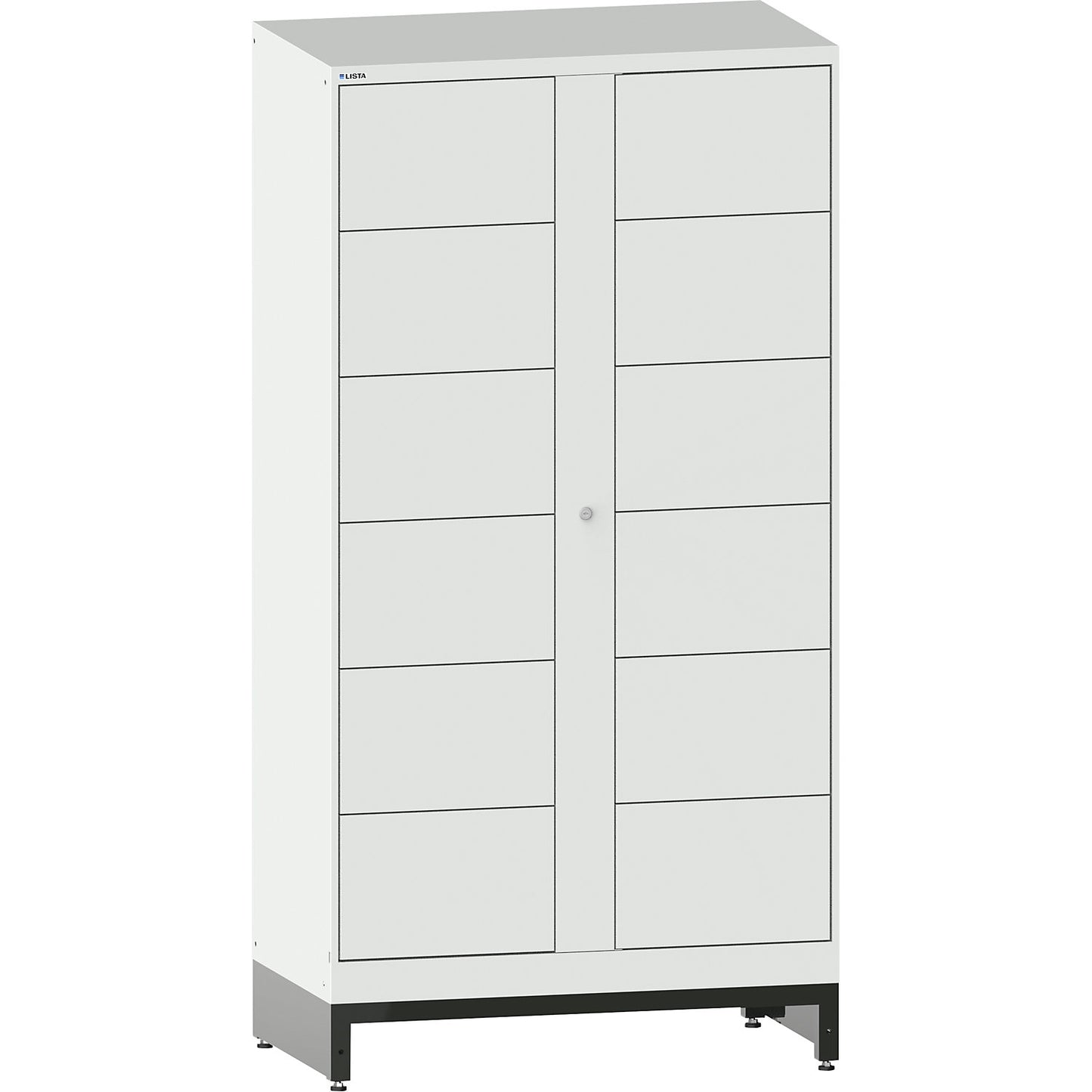 E-Multicabinet compartment locker, extension module, HxWxD 1970 x 1000 x 580 mm, 2 x 6 compartments, light grey.