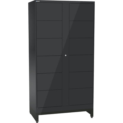 E-Multicabinet compartment locker, extension module, HxWxD 1970 x 1000 x 580 mm, 2 x 6 compartments, charcoal.