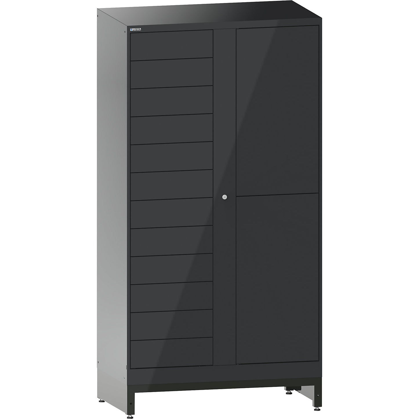 E-Multicabinet compartment locker, extension module, HxWxD 1970 x 1000 x 580 mm, 1 x 12/1 x 2 compartments, charcoal.