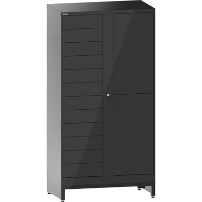 E-Multicabinet compartment locker, extension module, HxWxD 1970 x 1000 x 580 mm, 1 x 12/1 x 2 compartments, charcoal.