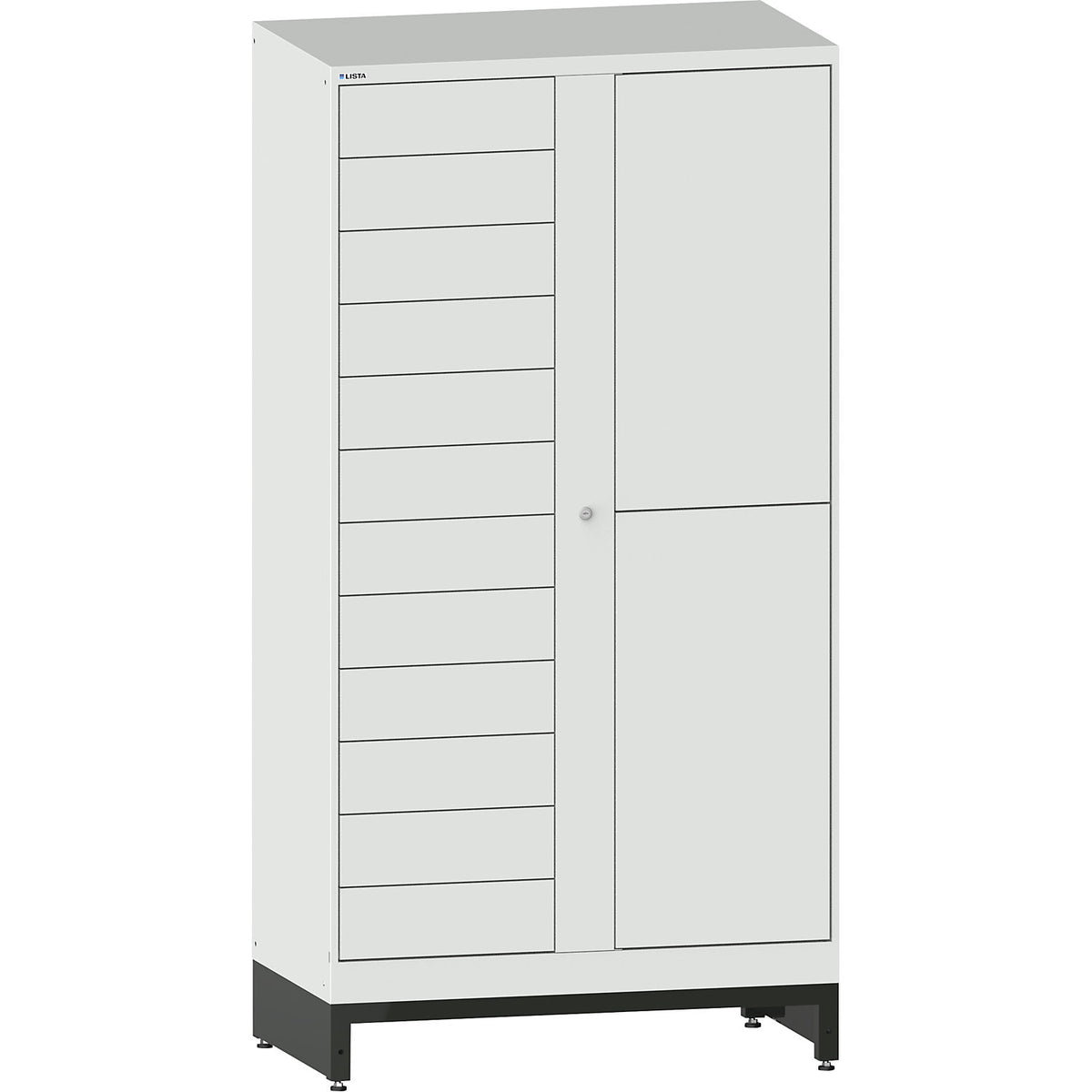 E-Multicabinet compartment locker, extension module, HxWxD 1970 x 1000 x 580 mm, 1 x 12/1 x 2 compartments, light grey.