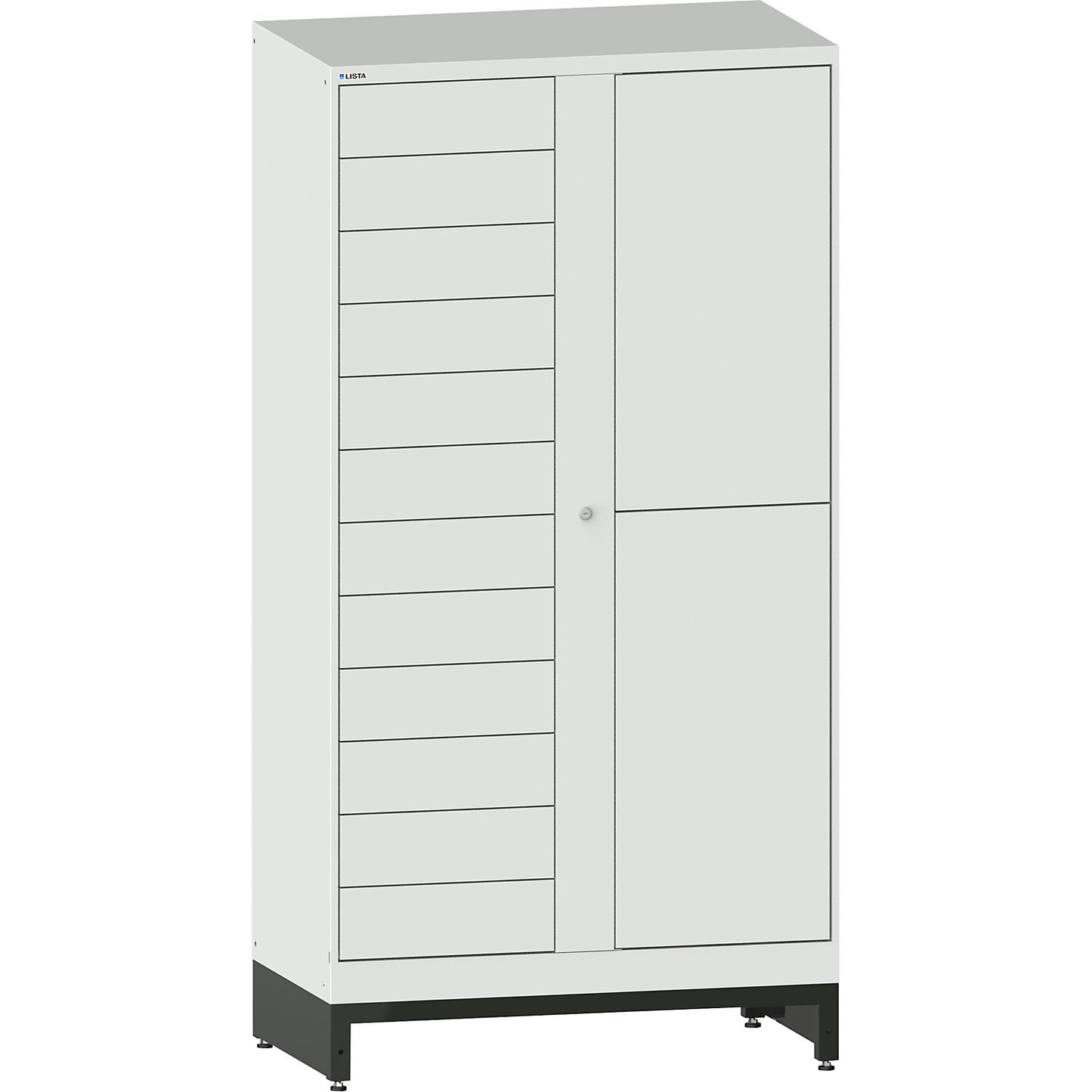 E-Multicabinet compartment locker, extension module, HxWxD 1970 x 1000 x 580 mm, 1 x 12/1 x 2 compartments, light grey.