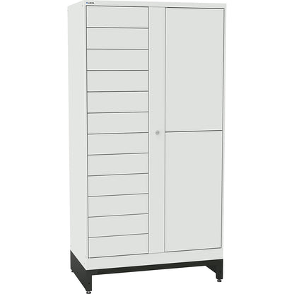 E-Multicabinet compartment locker, extension module, HxWxD 1970 x 1000 x 580 mm, 1 x 12/1 x 2 compartments, light grey.