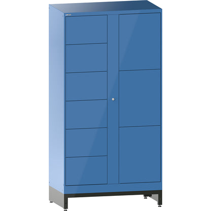 E-Multicabinet compartment locker, extension module, HxWxD 1970 x 1000 x 580 mm, 1 x 6/1 x 3 compartments, light blue.