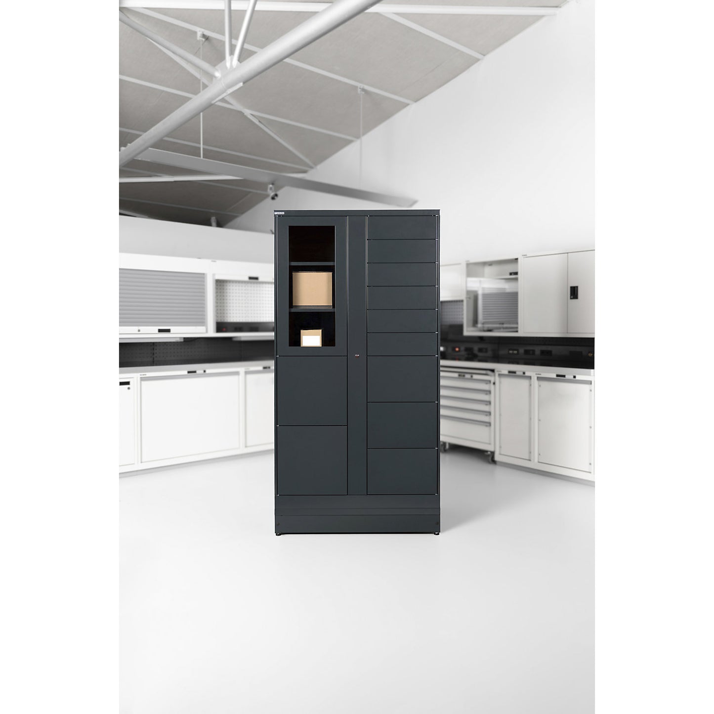 E-Multicabinet compartment locker, extension module, HxWxD 1970 x 1000 x 580 mm, 2 x 7 compartments, charcoal.