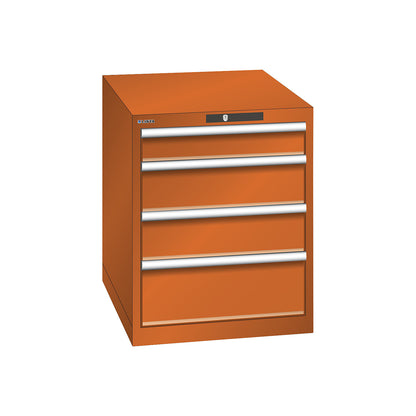 ESD drawer cupboard, WxDxH 564 x 725 x 700 mm, 4 drawers, max. load 75 kg, orange.