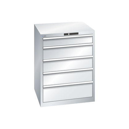 ESD drawer cupboard, WxDxH 717 x 725 x 850 mm, 5 drawers, max. load 75 kg, light grey.