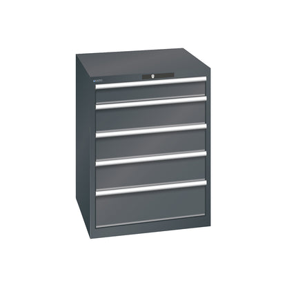 ESD drawer cupboard, WxDxH 717 x 725 x 850 mm, 5 drawers, max. load 75 kg, charcoal.
