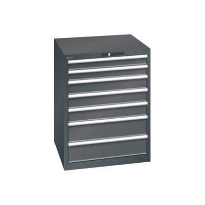 ESD drawer cupboard, WxDxH 717 x 725 x 850 mm, 7 drawers, max. load 75 kg, charcoal.