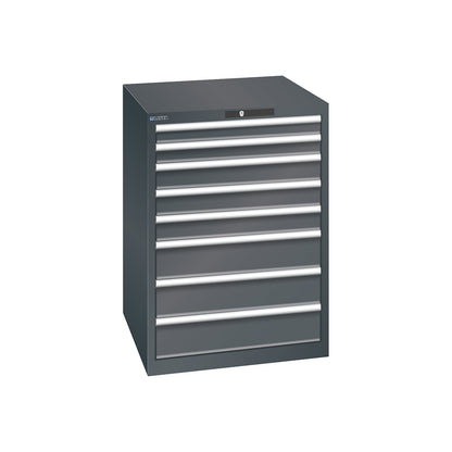 ESD drawer cupboard, WxDxH 717 x 725 x 1000 mm, 8 drawers, 75/100/150 mm, max. load 75 kg, charcoal.