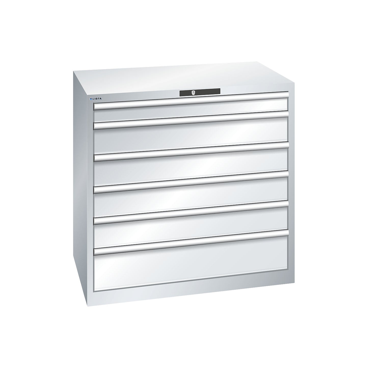 ESD drawer cupboard, WxDxH 1023 x 725 x 1000 mm, 6 drawers, max. load 75 kg, light grey.