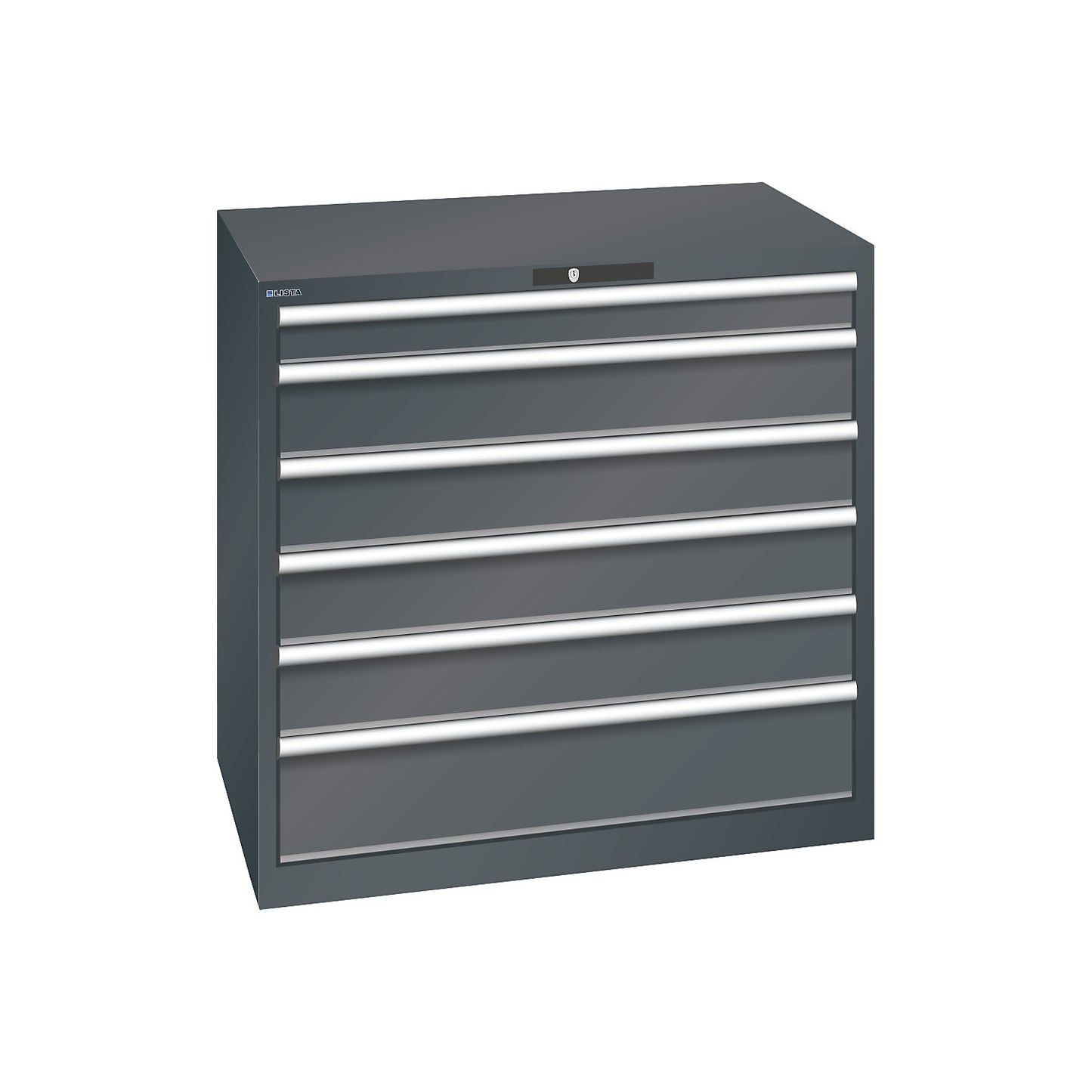ESD drawer cupboard, WxDxH 1023 x 725 x 1000 mm, 6 drawers, max. load 200 kg, charcoal.