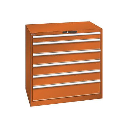 ESD drawer cupboard, WxDxH 1023 x 725 x 1000 mm, 6 drawers, max. load 200 kg, orange.