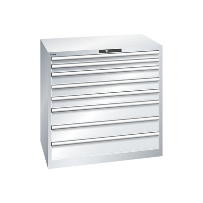ESD drawer cupboard, WxDxH 1023 x 725 x 1000 mm, 8 drawers, max. load 75 kg, light grey.