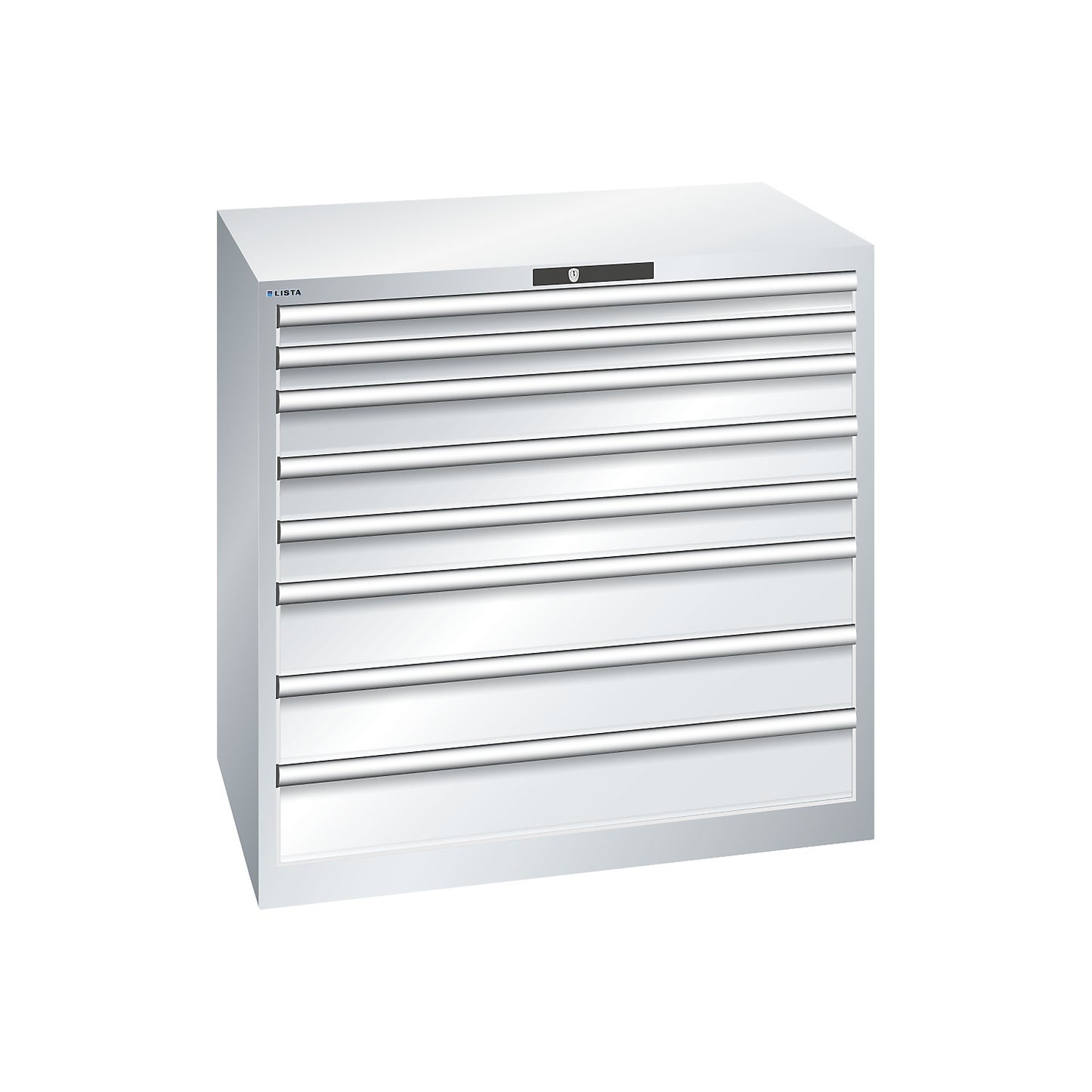 ESD drawer cupboard, WxDxH 1023 x 725 x 1000 mm, 8 drawers, max. load 200 kg, light grey.
