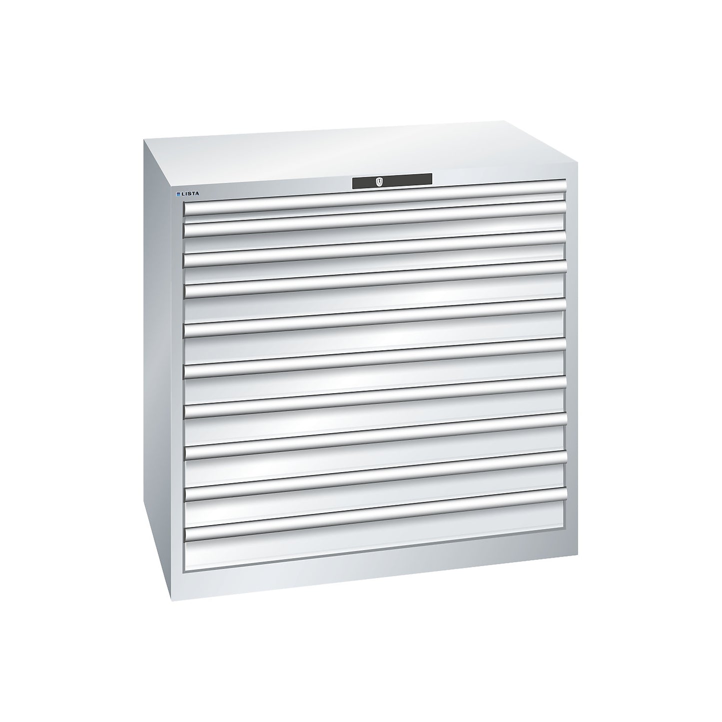 ESD drawer cupboard, WxDxH 1023 x 725 x 1000 mm, 10 drawers, max. load 75 kg, light grey.
