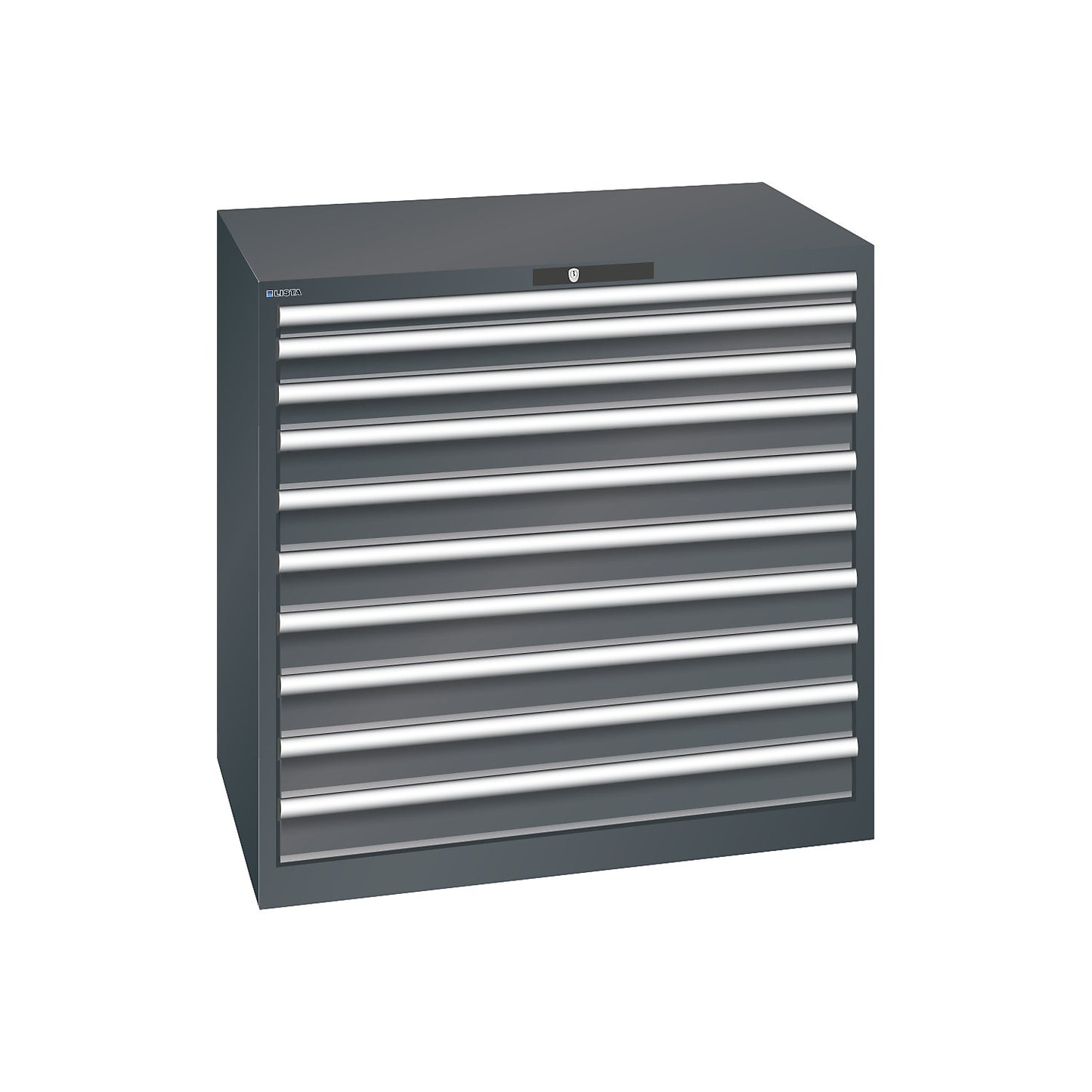 ESD drawer cupboard, WxDxH 1023 x 725 x 1000 mm, 10 drawers, max. load 75 kg, charcoal.