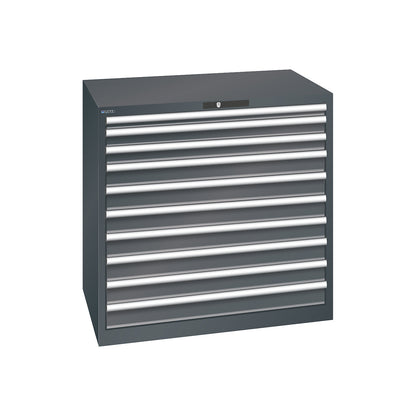 ESD drawer cupboard, WxDxH 1023 x 725 x 1000 mm, 10 drawers, max. load 75 kg, charcoal.