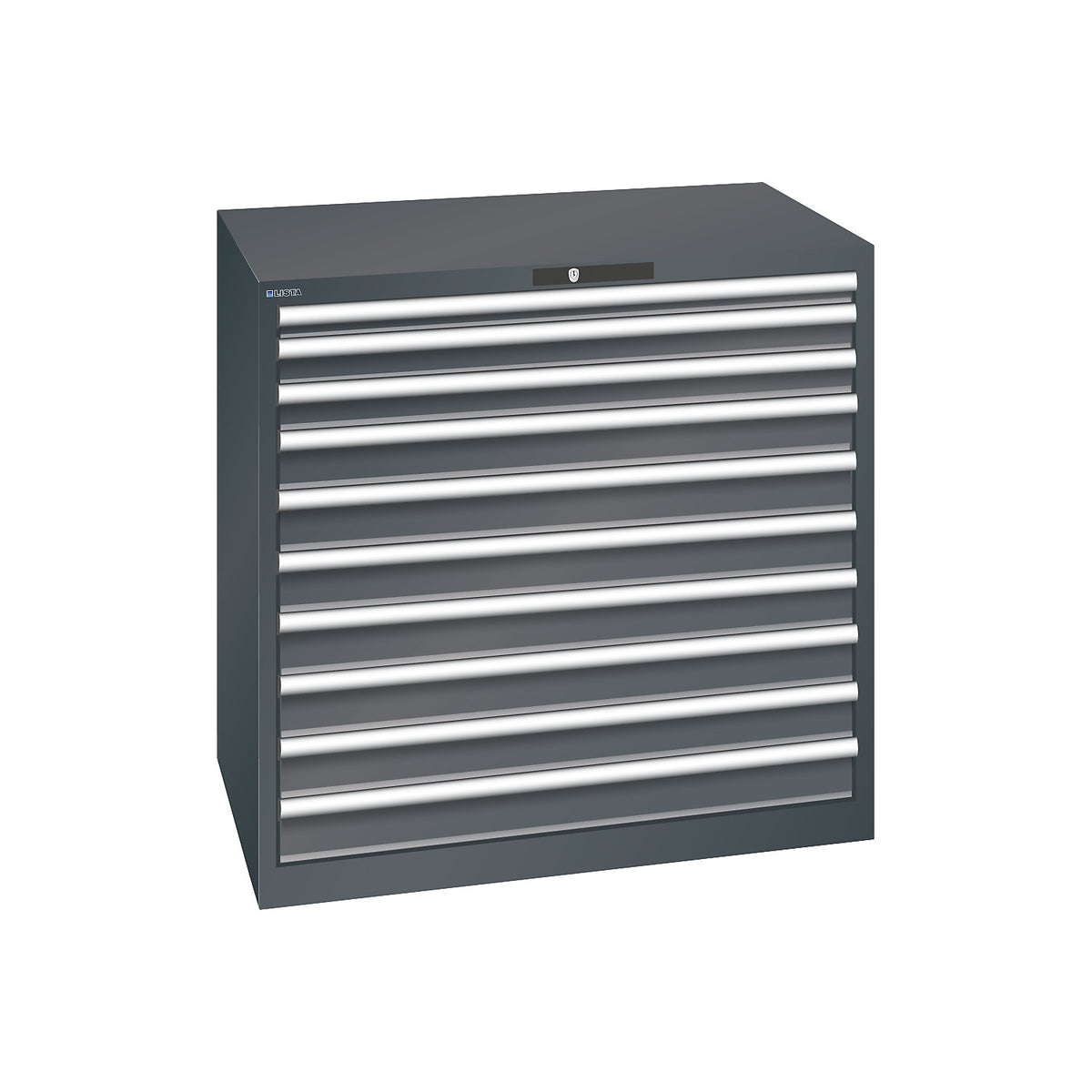 ESD drawer cupboard, WxDxH 1023 x 725 x 1000 mm, 10 drawers, max. load 200 kg, charcoal.