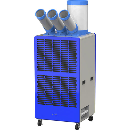 21,000 BTU industrial air conditioner, for room size 57 m², grey/blue.
