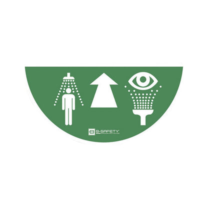 Floor sticker for eye and emergency showers, LxW 790 x 390 mm, self-adhesive, green/white.