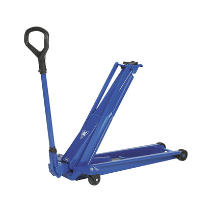 Hydraulic trolley jack DK13HLQ, for passenger cars with low overall height, max. load 1300 kg.