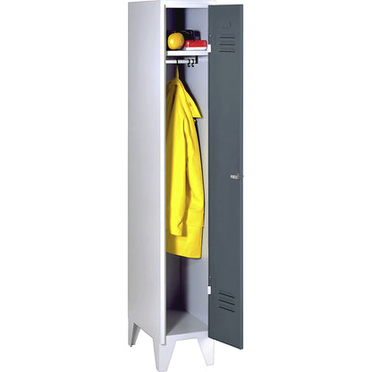 Berlin 2 clothes locker, 1 compartment, light grey/blue grey, width 300 mm, flat roof shape.