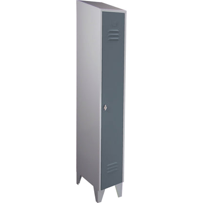 Berlin 2 clothes locker, 1 compartment, light grey/blue grey, width 300 mm, sloping roof shape.