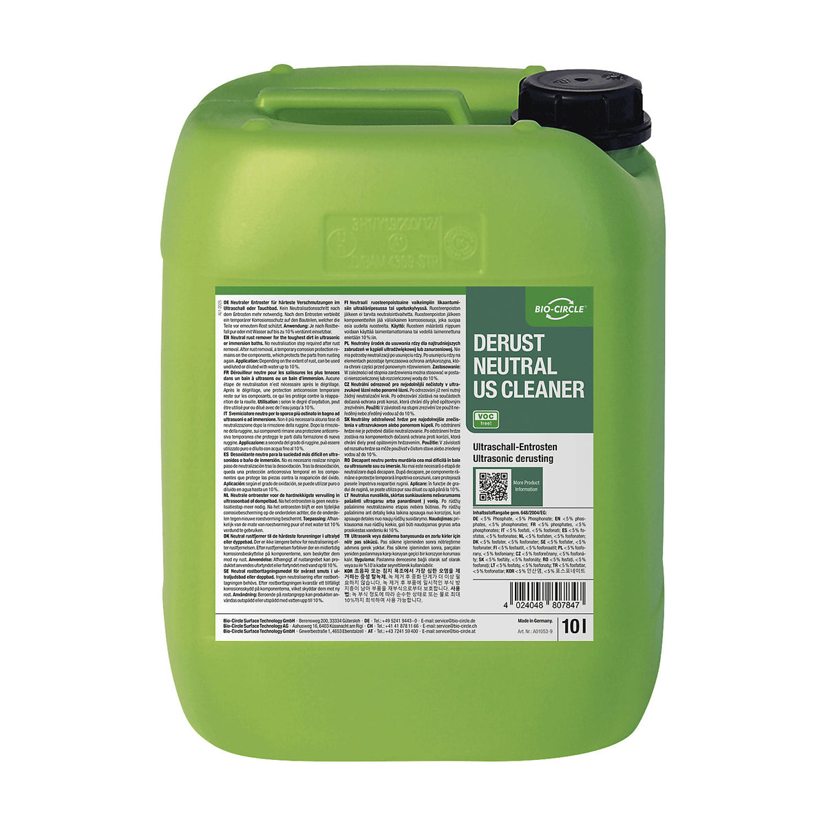 Ultrasonic cleaning agent Derust Neutral US Cleaner, in a plastic canister, contents 10 l.