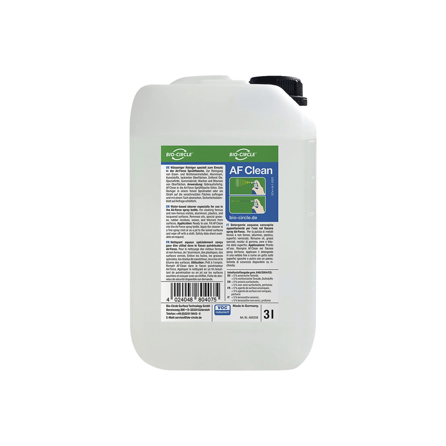 AF Clean brake cleaning agent, in a plastic canister, contents 3 l.