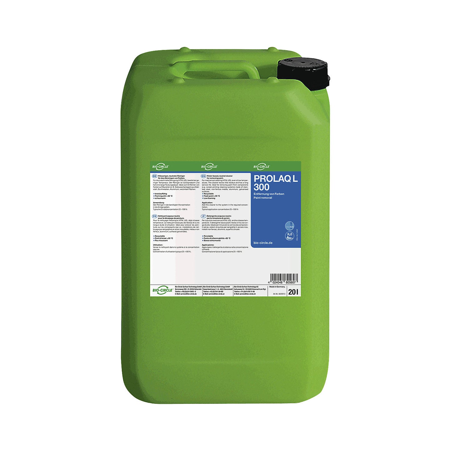 PROLAQ L 300 machine cleaning agent, in a plastic canister, contents 20 l.