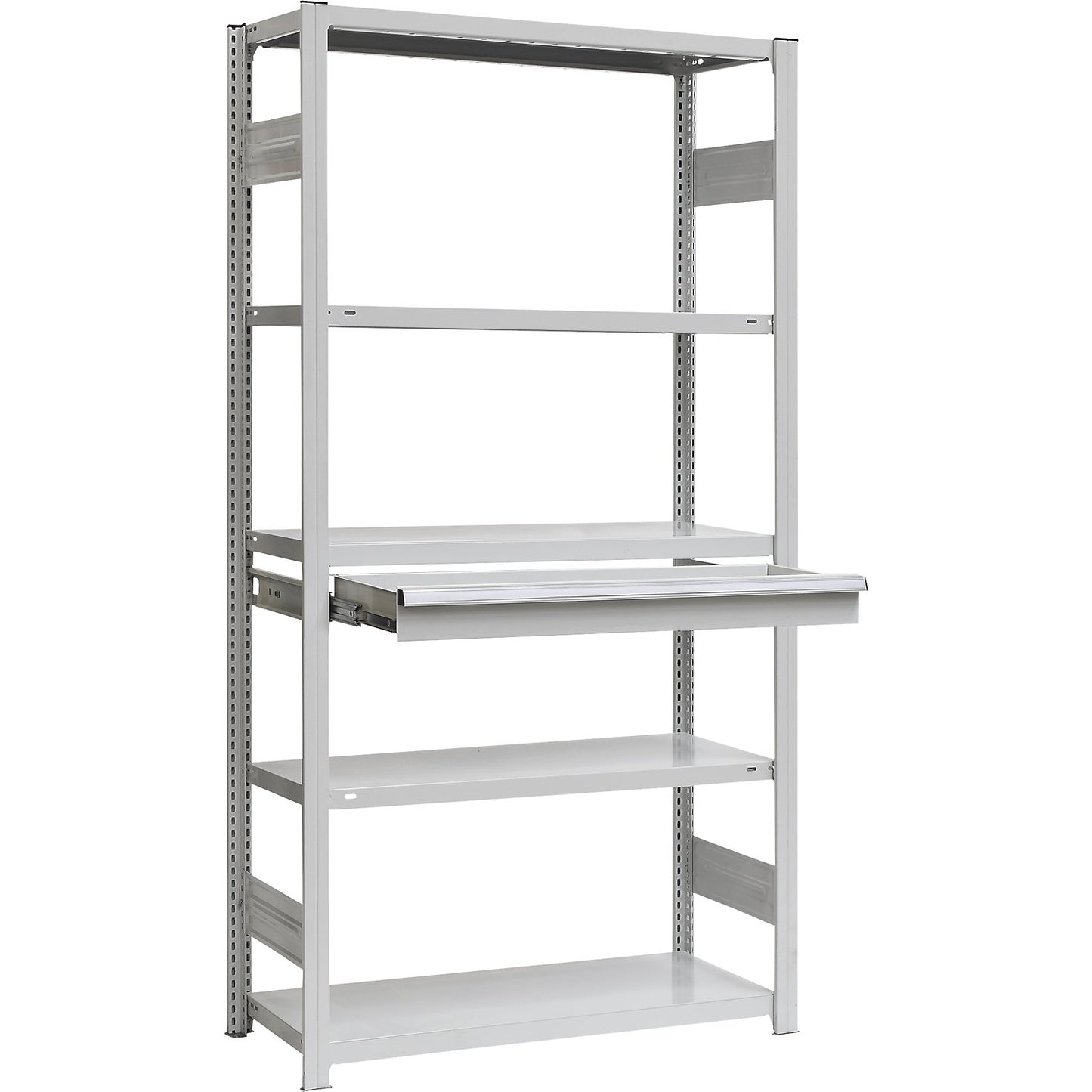 Single drawer, made of steel, HxWxD 100 x 1300 x 500 mm, without lock, light grey.