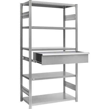 Single drawer, made of steel, HxWxD 150 x 750 x 400 mm, without lock, zinc plated.
