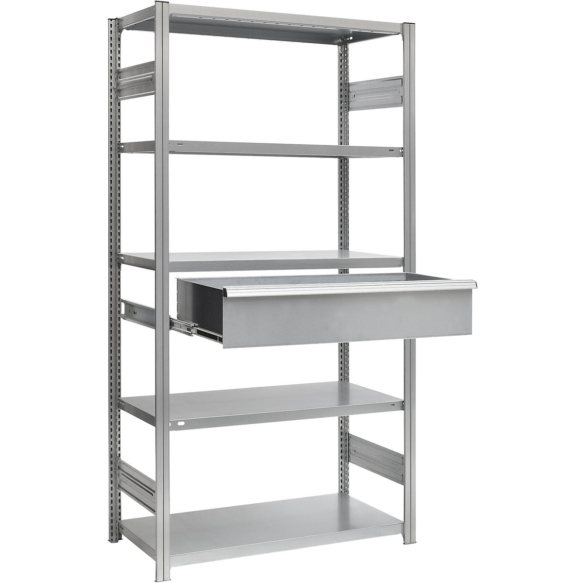 Single drawer, made of steel, HxWxD 200 x 750 x 600 mm, without lock, zinc plated.