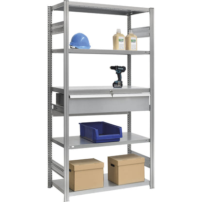Single drawer, made of steel, HxWxD 100 x 1000 x 400 mm, with lock, zinc plated.