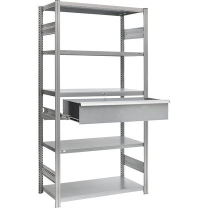 Single drawer, made of steel, HxWxD 100 x 1000 x 600 mm, with lock, zinc plated.