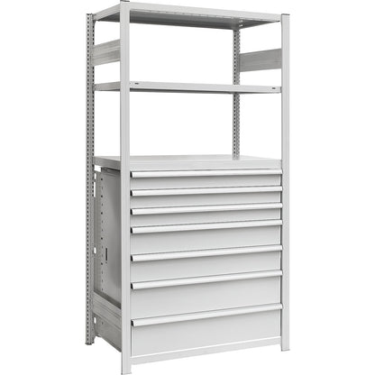 Drawer unit, made of steel, HxWxD 1000 x 1300 x 500 mm, light grey.