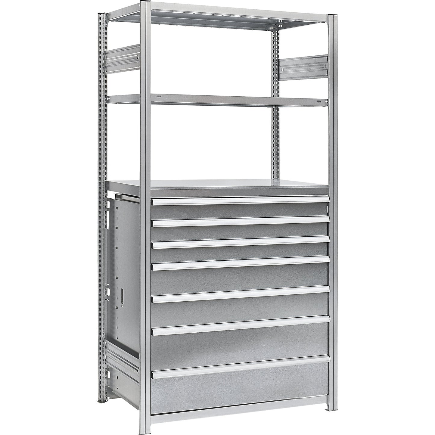 Drawer unit, made of steel, HxWxD 1000 x 750 x 400 mm, zinc plated.
